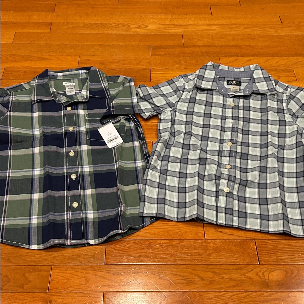 Carter's Plaid Button Down Shirts - Navy and Green